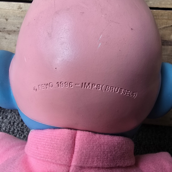 Vintage Peyo Peluche 1996 Baby Rose Smurf Plush Retro Electronic Blue Pink - Picture 7 of 11
